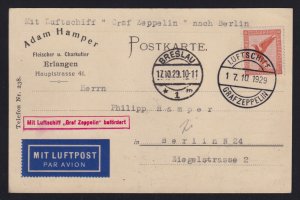 Germany 1929 Graf Zeppelin Balkan & Silesian Flight On Board Cancel Postcard