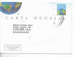 BRAZIL 2007 POSTAL STATIONERY WORLD LETTER CIRCULATED FROM BRAZIL TO ARGENTINA