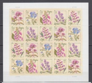 (F) USA #4505-4509 Flowering Herbs Full Sheet of 20 stamps MNH