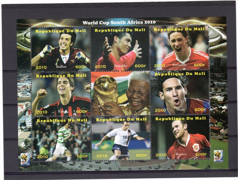 Mali 2010 World Cup Football South Africa 2010 Sheetlet (9) Perforated MNH VF