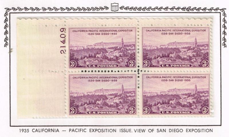 USA 773  California-Pacific Expo Plate Block - MNH - F/VF CV$1.80