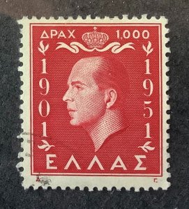 Greece 1952 Scott 546 used - 1000d,  King Paul's 50th Birthday