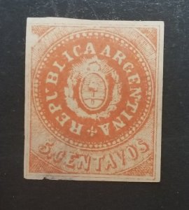 ARGENTINA Scott 5  Unused MH OG Stamp T4372