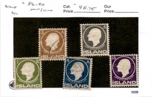 Iceland, Postage Stamp, #86-90 Mint & Used, 1911 Jon Sigurdsson (AH)