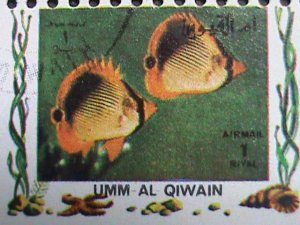 ​UMM AL QIWAIN-1973 LOVELY TROPICAL FISHES-CTO MINI SHEET VERY FINE