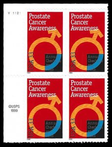 PCBstamps   US #3315 PB $1.32(4x33c)Prostate Cancer, (V11121), MNH, (1)