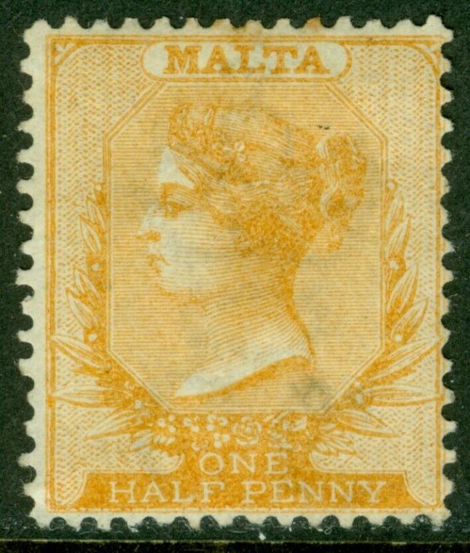 EDW1949SELL : MALTA 1874 Sc #4 Mint NG Nice stamp w/ true golden yellow Cat $325