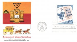 US FIRST DAY COVER SET OF 4 DIFFERENT CACHETS ROMANCE OF STAMP COLLECTING SERIES