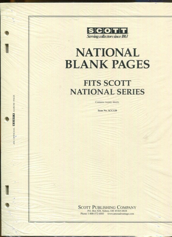 Pkg of 20 Scott ACC 120 National Blank Pages 2 Post + 3 Hole Combination 10x11½