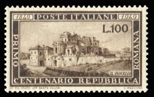 Italy #518 Cat$225, 1949 Centenary of the Roman Republic, never hinged