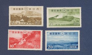 JAPAN - Scott 290-293, SG 350-353  - FVF  MNH, 10sen light natural crease - 1939