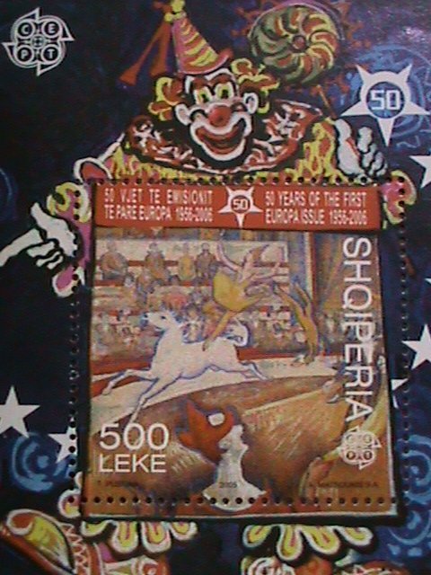 ​ALBANIA-2005 SC# 2763 EUROPA STAMPS 50TH ANNIVERSARY- CIRCUS MNH S/S SCV.$12