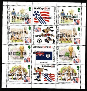 Montserrat-Sc#845-Unused NH specimen sheet of 2 strips + 4 labels-Sports-World C