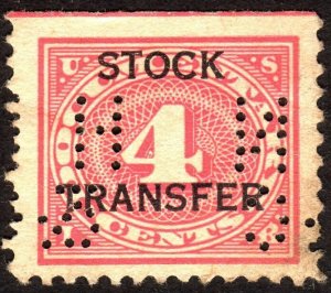 1918, US 4c, Stock Transfer, Used, Sc RD3