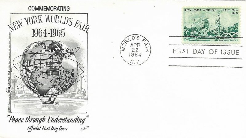 1964 FDC, #1244, 5c New York World's Fair, Fleetwood