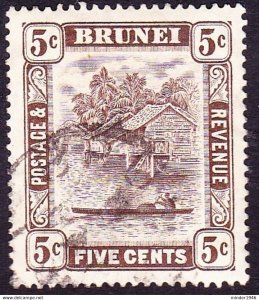 BRUNEI 1933 5c Chocolate SG68 FU