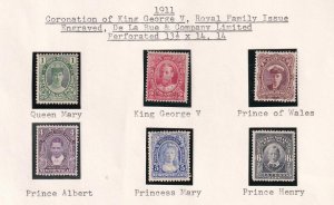 NEWFOUNDLAND # 104-114 VF-MLH CORONATION OF KGV ROYAL FAMILY ISSUES