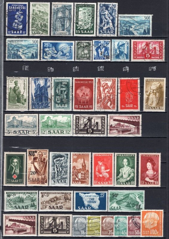 Saar + French Zone 1945-1957 Selection of 100 Stamps Mint-Used ECV$250+