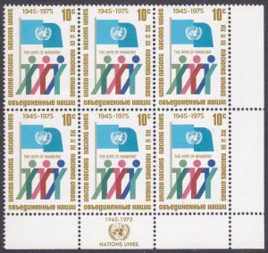 United Nations  New York 1975 SG267 UHM Blk of 6
