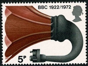 GB 1972 BBC 5p. Missing Phosphor. SG 910y.