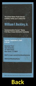 US 6032 William F Buckley Jr First Day of Issue Ceremony Program Invitation 2025