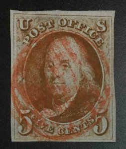 MOMEN: US STAMPS #1b IMPERF USED VF APS CERT LOT #75538