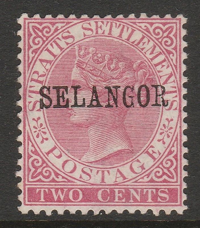 MALAYA 1886 Selangor opt Straits Settlements QV 2c MNG SG#34 T.27 CV£75 M1470