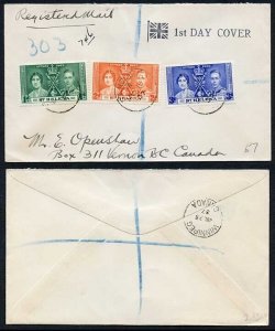 St Helena 1937 Coronation on a Cover