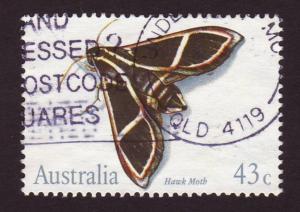 Australia 1991 Sc#1211, SG#1288 43c Hawk Moth USED.