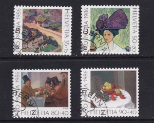 Switzerland   #B523-B526 cancelled 1985 pro patria  paintings in National museum