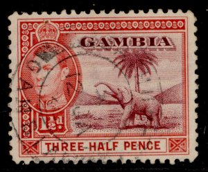 GAMBIA GVI SG152a, 1½d brown-lake & scarlet, FINE USED.