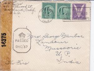 Oakland, CA to Mussoorie, India, 1943, See Remark  (C1521)