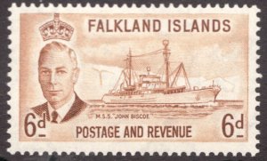 1952 Falkland Islands Sc#113 - 6d KGVI - MNH VF - cv$14