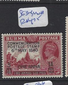 BURMA (P0410B) KGVI   STAMP CENT SG 34  MNH