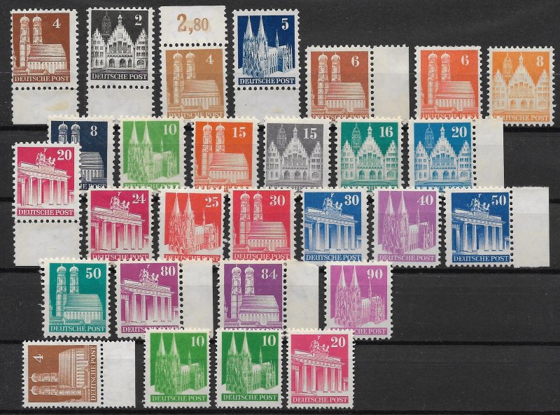 Allied Occupation Bizone Lot Definitives Buildings MNH/Mint