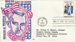 US 1756 15c George M. Cohen FDC Marg Cachet w/ Enclosure ECV $12.50