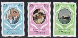 Ghana # 759, 760 & 761, Royal Wedding, NH