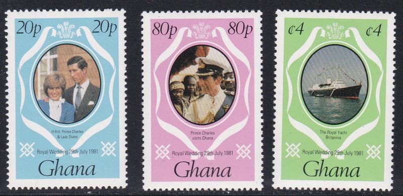 Ghana # 759, 760 & 761, Royal Wedding, NH