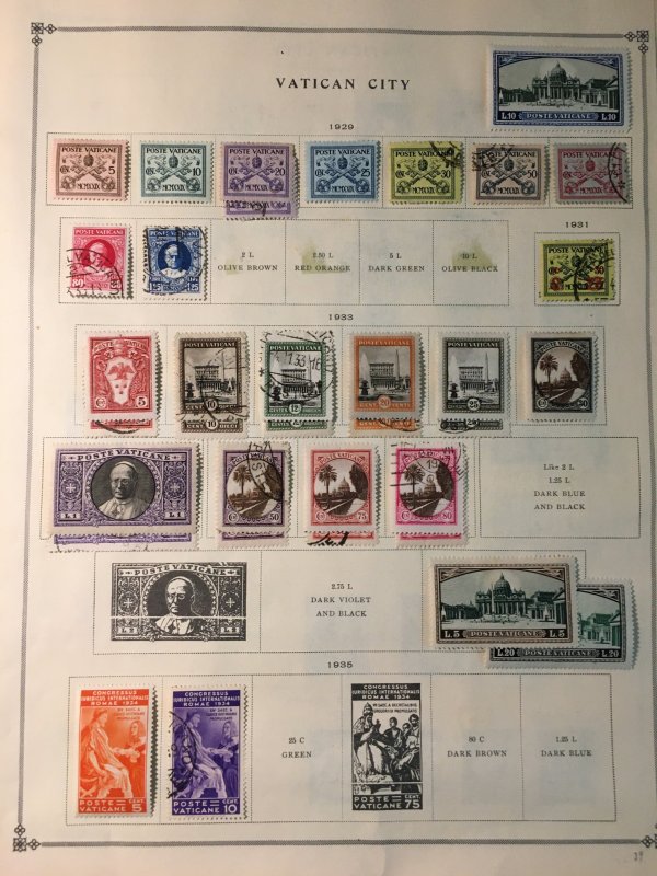 Small collection of Vatican City stamps on pages