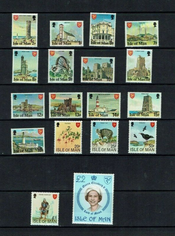 Isle of Man: 1978 Landmarks & Queen's Portrait, 2nd definitive set, MNH