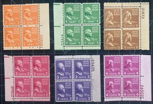 US Stamps-SC# 803 - 808 - MNH - Plate Blocks - CV $7.55