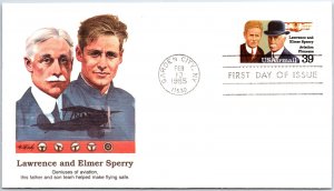US FIRST DAY COVER LAWRENCE AND ELMER SPERRY AVIATION PIONEERS FLEETWOOD 1985