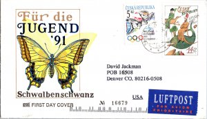 Czechoslovakia, Worldwide First Day Cover, Butterflies