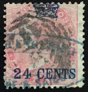 MALAYA Straits Settlements 1867 24c opt India QV 8a SG#8 CV£100 M1646