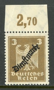 Germany 1924 Official 3pf WMK Scott # O53 MNH T694 ⭐⭐⭐⭐⭐⭐