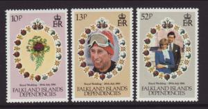 Falkland Islands Dependencies 1L59-1L61 Royal Wedding MNH VF