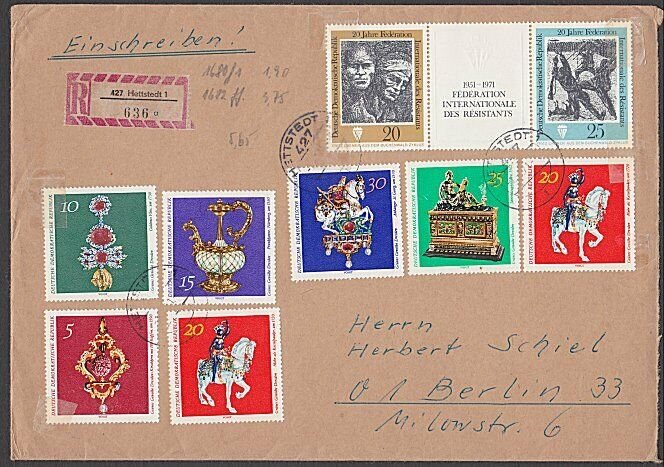 EAST GERMANY 1971 Registered cover - great franking.........................B361