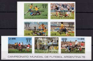 Sao Tome and Principe 1979 Mi#551B/557B WORLD CUP WINNERS Set Imperforated MNH