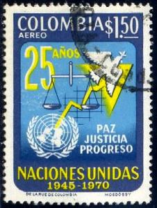 UN Emblem, Scales & Doves, Colombia SC#C531 used