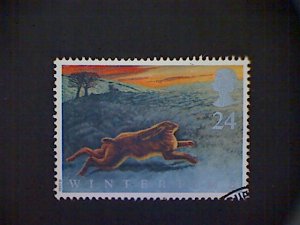 Great Britain, Scott #1422, used (o), 1992, Animals in Winter: Brown Hare, 24p